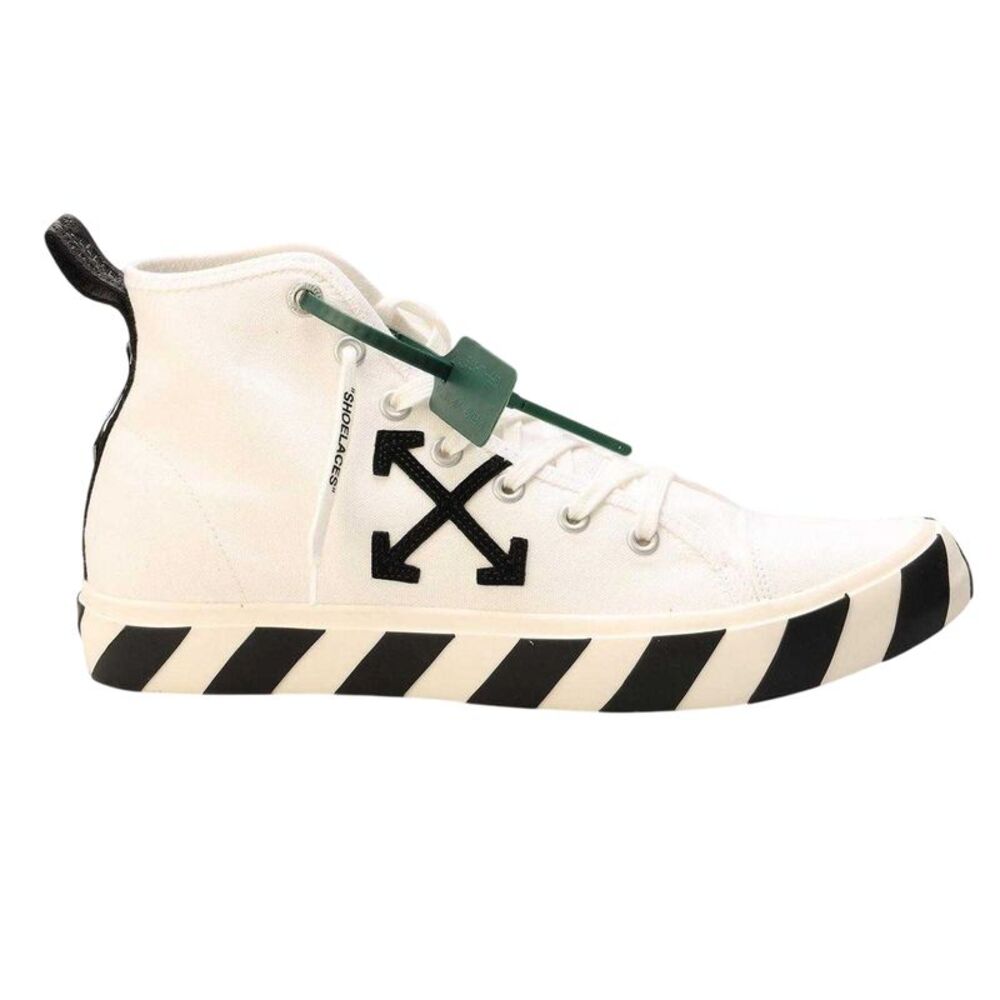 Off White Mens Vulcan Arrow Logo Sneakers / White/Black